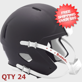 Bulk Mini Speed Football Helmet SHELL <B>Matte</B> Black/White Parts Qty 24